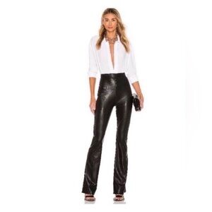 Amanda Uprichard Amina Black Leather Pants | High-Rise Luxe Vegan Leather Small